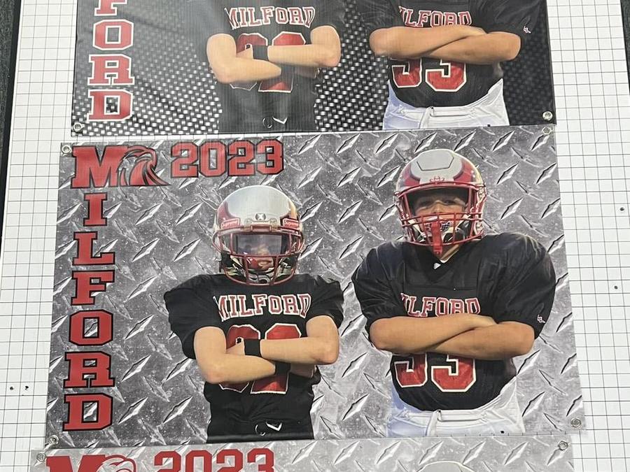 Milford football player banners — Sports Banners by Brand 513 Collective